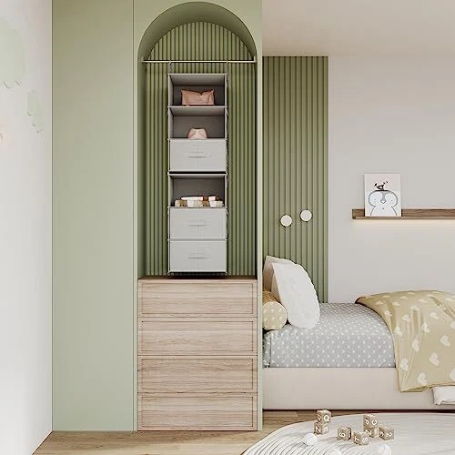 Organizador de armario colgante de 6 estantes, 2 estantes colgantes separables gris plata Foto 3 de 4