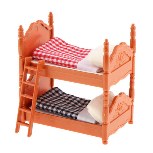 Bunk Bed Doll House Furniture For Kids Miniature Bedroom Accessories Pretend Toy - Picture 1 of 5