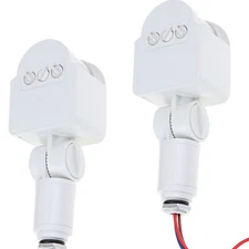 2 Pack 85-265V PIR Sensor 180° Adjustable LED Black Infrared Motion Detector