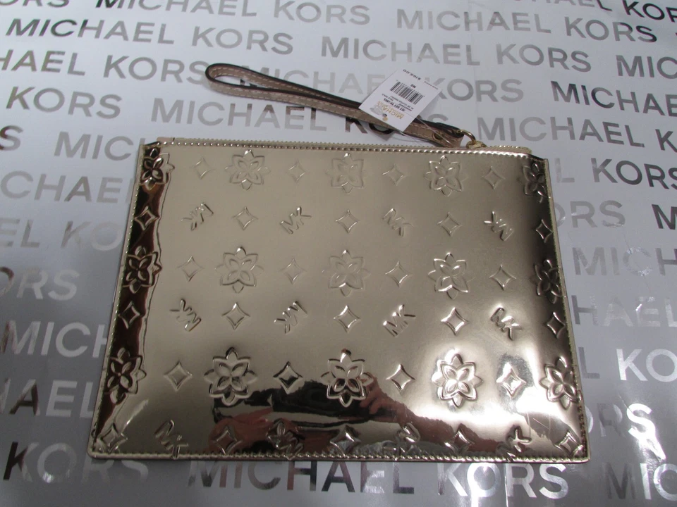 Новый с Ярлыками Michael Kors лакированная кожа зеркало XL застежки кошелек с ремешком бледно-золотистый - Изображение 2 из 3