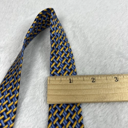 Bolgheri Blue Yellow Geometric Men’s Tie 3.75x58” Silk Made In Italy image 5