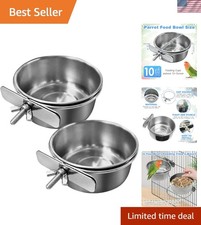 Bird Feeding Dish Cups Parrot Food Bowl Clamp Holder Coop Cup, 2PCS Bird Cage...