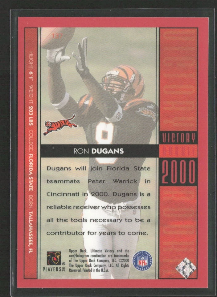 Ron Dugans 2000 Upper Deck Ultimate Victory #137 /2000 Cincinnati Bengals - Image 2 of 2