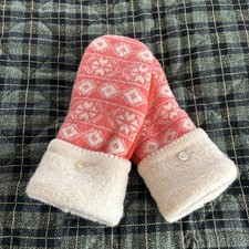 Wool Upcycled Sweater Mittens Fleece Lined Free Shipping