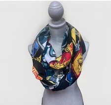 Harry Potter Sheer Infinity Scarf Hogwarts House Crests Wizarding World Print