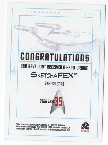 Spock Leonard Nimoy 2001 Star Trek 35th Anniversary Sketch Card by Dan Schaefer - Picture 2 of 2