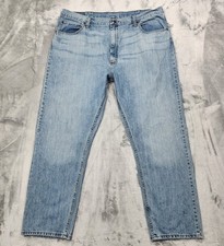 Wrangler Jeans Mens 42x30 Blue Premium Quality Relaxed Fit Straight Leg Denim