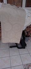 curtains eyelet.  Beige/cream satin effect.  Patterned. 90x54inch. Dunelm. Used.