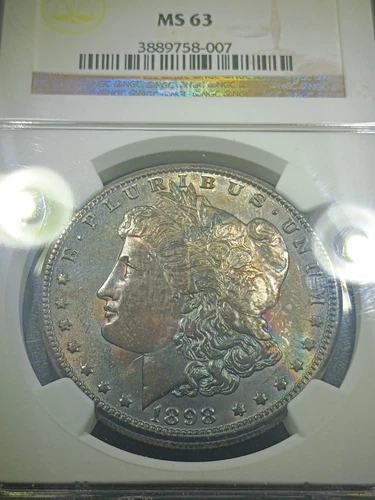 1898 O $1 Terminal Toned Morgan Silver Dollar  Ngc Graded Ms63 Clash Marks 