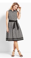 NWT Talbots Sleeveless Fit-And-Flare Geo-Diamond Shirtdress Size 12