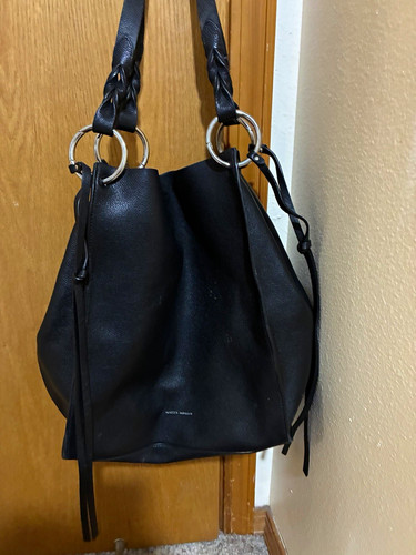 Rebecca Minkoff Black Hobo Shoulder Bag Silver Ring Hardware magnetic Closure