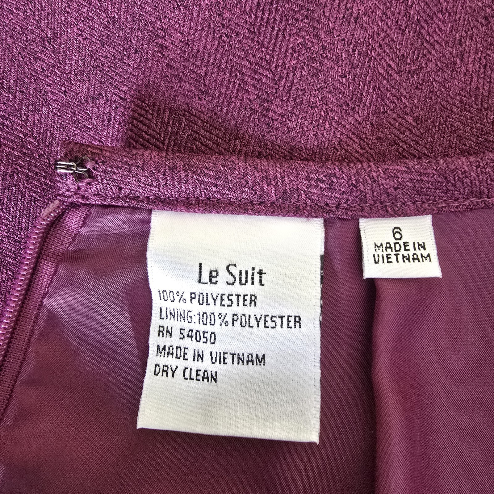 Le Suit 2 Piece Skirt Set Women 6 Burgundy Herringbone Career Business Work Wear
