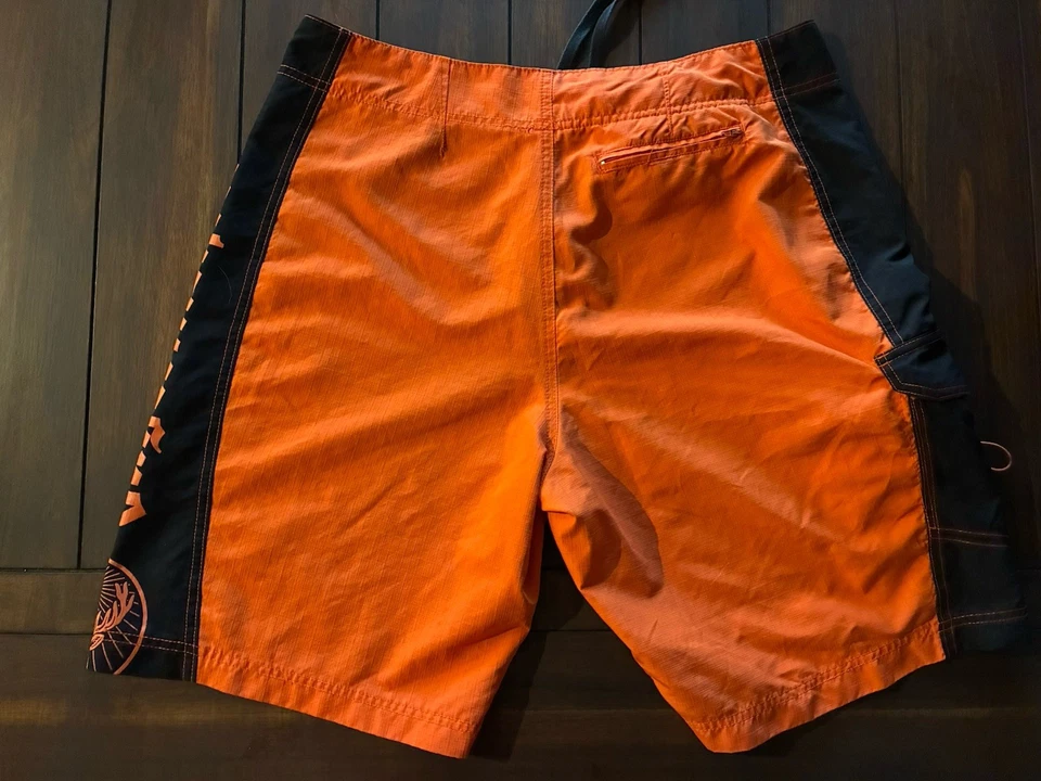 Bañador Jagermeister Board Shorts Para Hombre Pequeño Naranja Logo Deletrear Bolsillos Foto 4 de 4