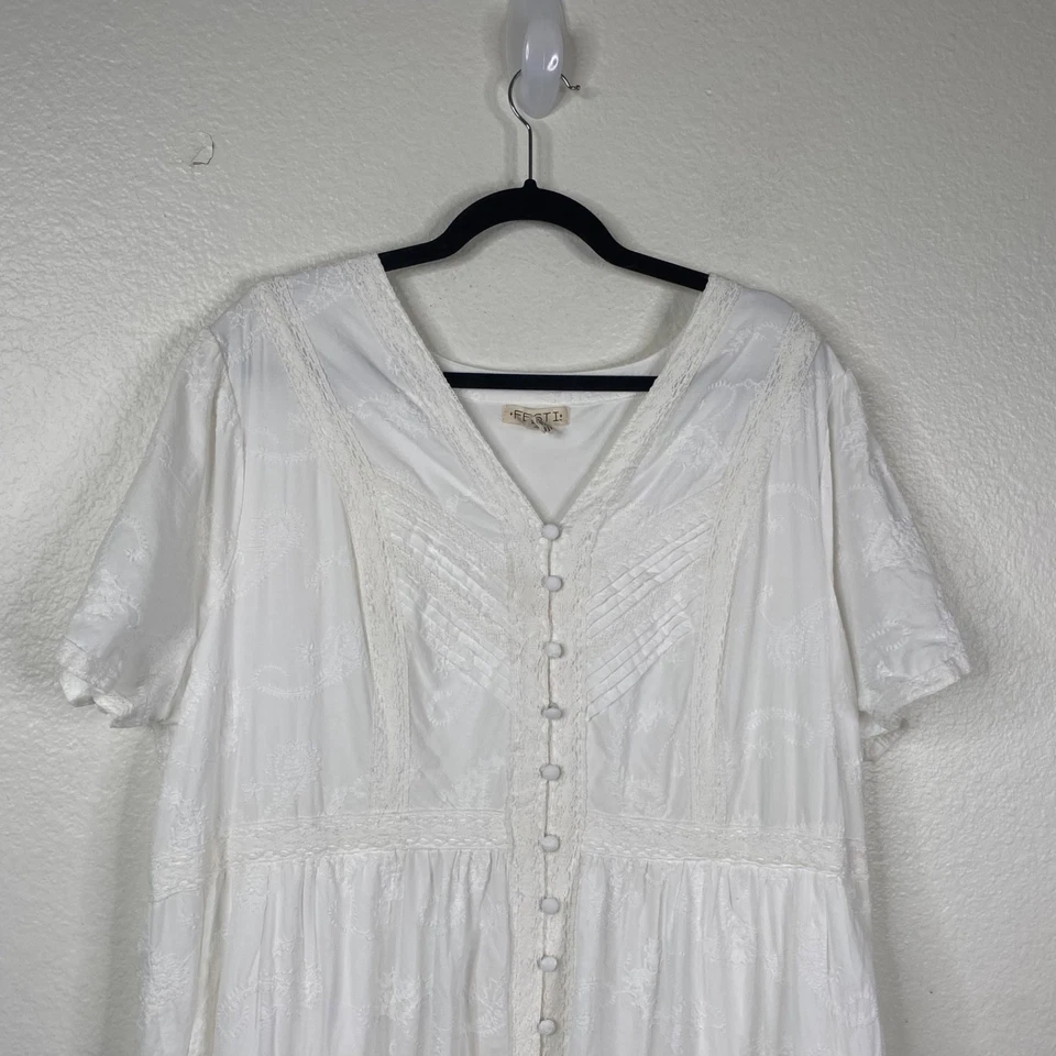 Torrid Festi платье белый размер 2 X вышитый длинный богемное коттедж Core молочница - Изображение 4 из 4