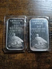 Two Vtg.1981 World Wide Mint 1oz Silver American Eagle Bars in Plastic Envelopes