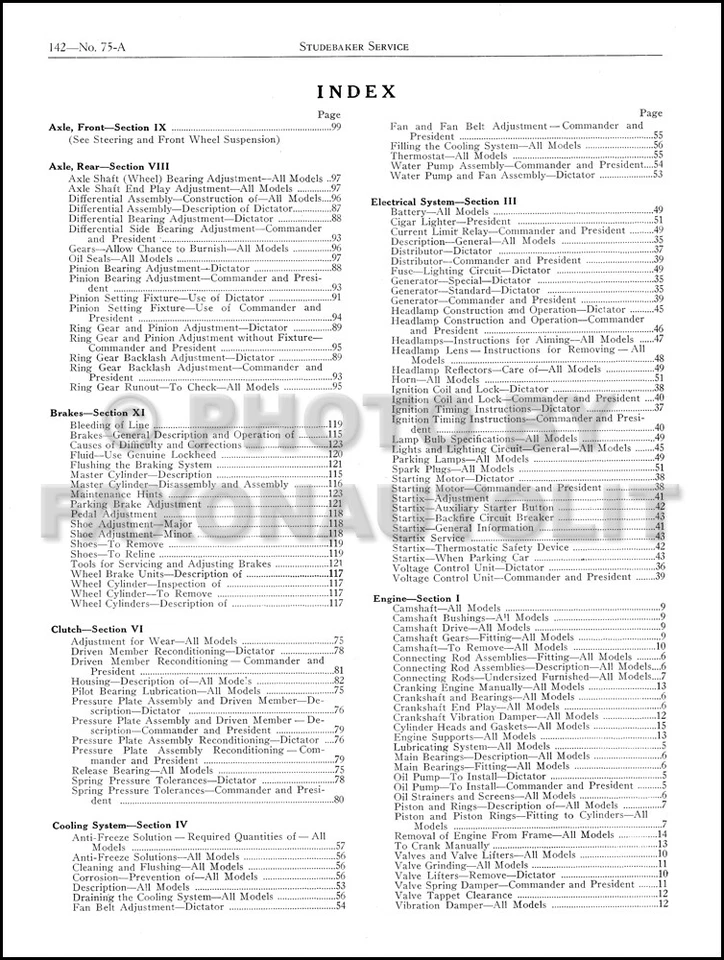 Studebaker Shop Manual 35 1935 Dictator Commander President servicio de reparación 6 8 Foto 2 de 4