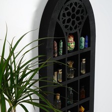 Wall Decor Display Shelf Church Window Design 9 Slot Wooden Shelf for Wall