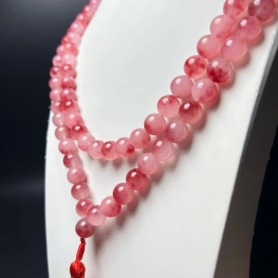 Real Natural Ice Burmese pink Jade jadeite 12mm 108 Beads Necklaces & Pendants - Image 2 of 4
