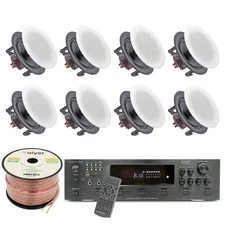 Amplifier with Remote 6-Channel 6000 W Speaker Wire 8 Qty of Ceiling Speakers