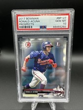 PSA 10 RONALD ACUNA JR. 1st 2017 Bowman Paper Braves Rookie Card RC GEM MINT. rookie card picture