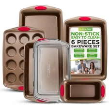 NutriChef Kitchen Oven Baking Pans - Deluxe Nonstick Golden Coating (6-Pieces)