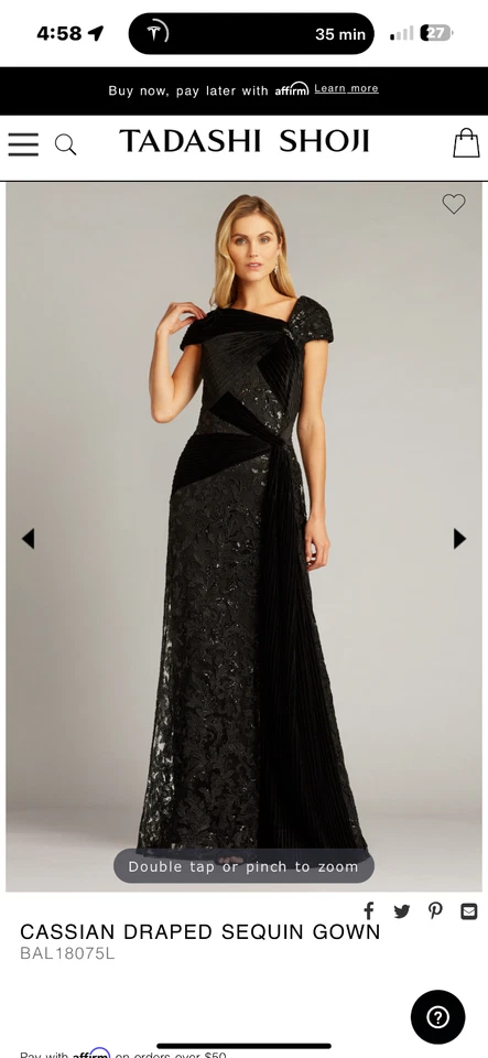 VESTIDO DRAPEADO LENTEJUELAS TADASHI JOSHI CASSIAN Foto 2 de 4