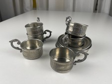 Tazze + sottobicchieri in peltro 95% puro stagno 12 pezzi - condizioni vedi foto