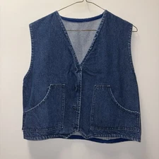 Vintage Handmade Denim Vest Size Large 
