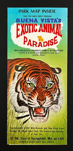 1970s Buena Vista Exotic Animal Parade Strafford Missouri Travel Brochure Map