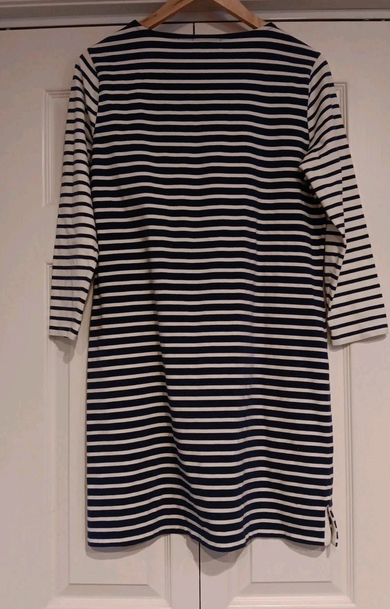 OFF WHITE Abito Vinyard Vines donna taglia M blu navy bianco sporco righe ginocchio costiero us intime ottimeioni