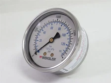 235188 New-No Box; Weksler BY12YPS4CW SS Pressure Gauge 1/4"NPT 0-2000PSI 2.5"