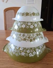 PYREX NESTING SPRING BLOSSOM CRAZY DAISY SET 441-444 CINDERELLA MIXING BOWLS