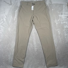Banana Republic Flat Front Slim Fit Pant Mens 34x34 Stretch Fabric Wicking Khaki