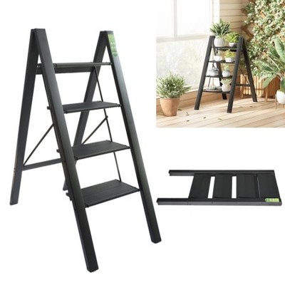 4 Step Ladder Folding Step Stool Lightweight w/ Wide Anti-Slip Pedal Aluminum
