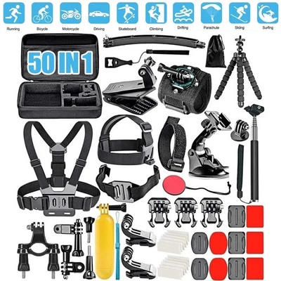 50-in-1 Action Camera Accessory Kit for Gopro Hero 13 12 11 10 9 + Dive Case US