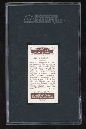 1935 Carreras Greta Garbot #19 Famous Film Star SGC 6 EX NH - Picture 2 of 2