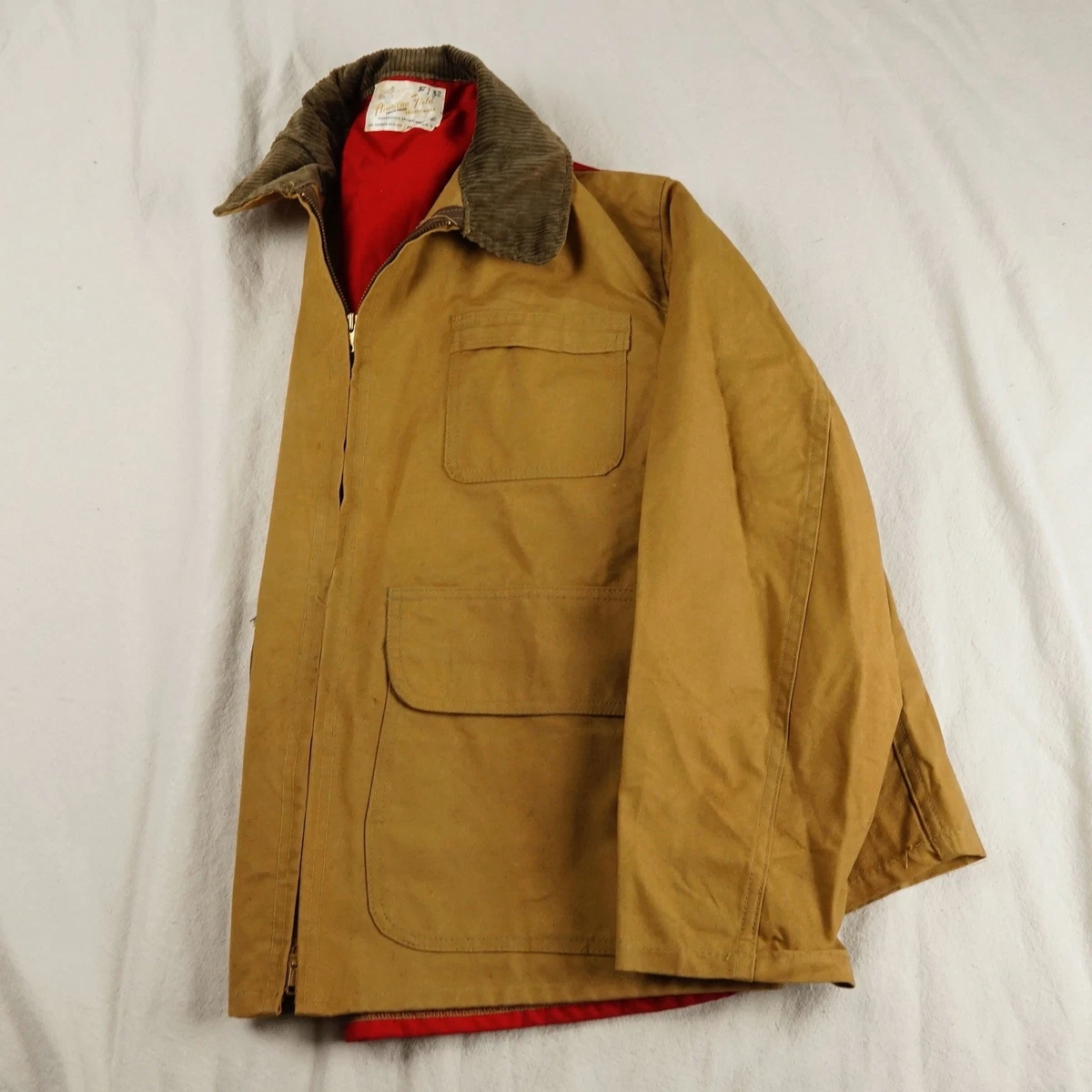 Vintage AMERICAN FIELD SPORTSWEAR HUNTING JACKET S HETTRICK MFG 60s/70s RED BACK
