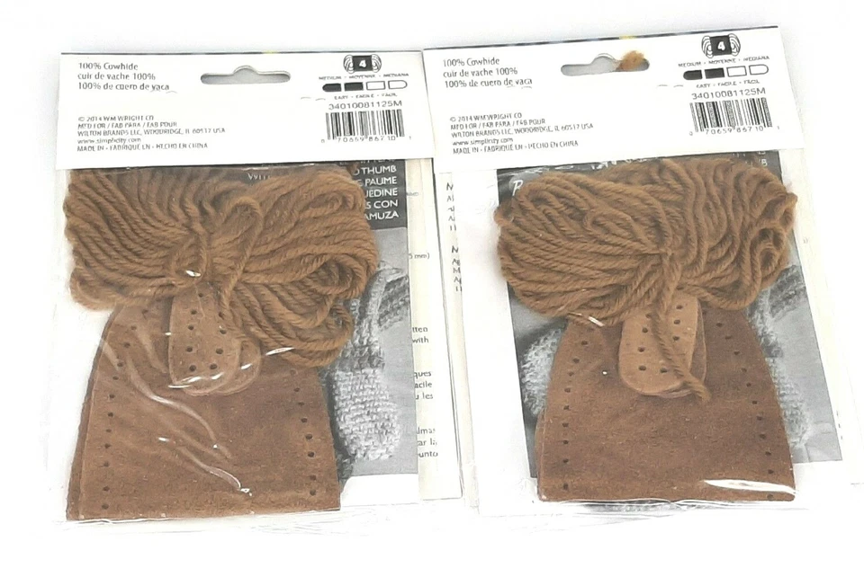 BOYE Mitten Kits Suede Palms 2 SETS Medium Tan Yarn Crochet Knit Craft - Image 2 of 2