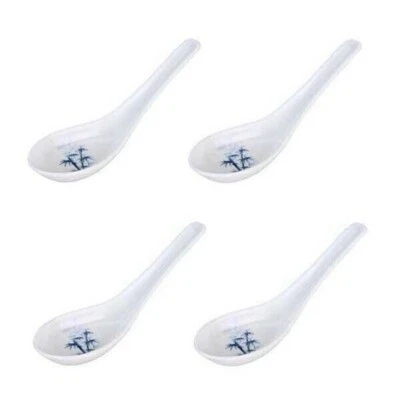 JAPANBARGAIN 4 Pcs Plastic Japanese Chinese White bamboo Wonton Soup Spoons 2323x4