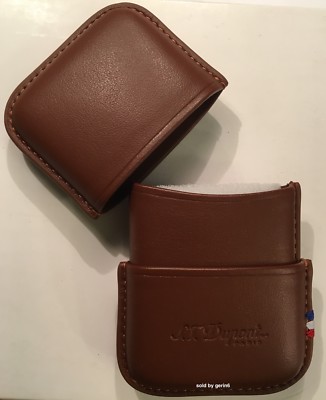 S.T. Dupont Brown Leather Lighter Case Pouch Line 2 Or Gatsby