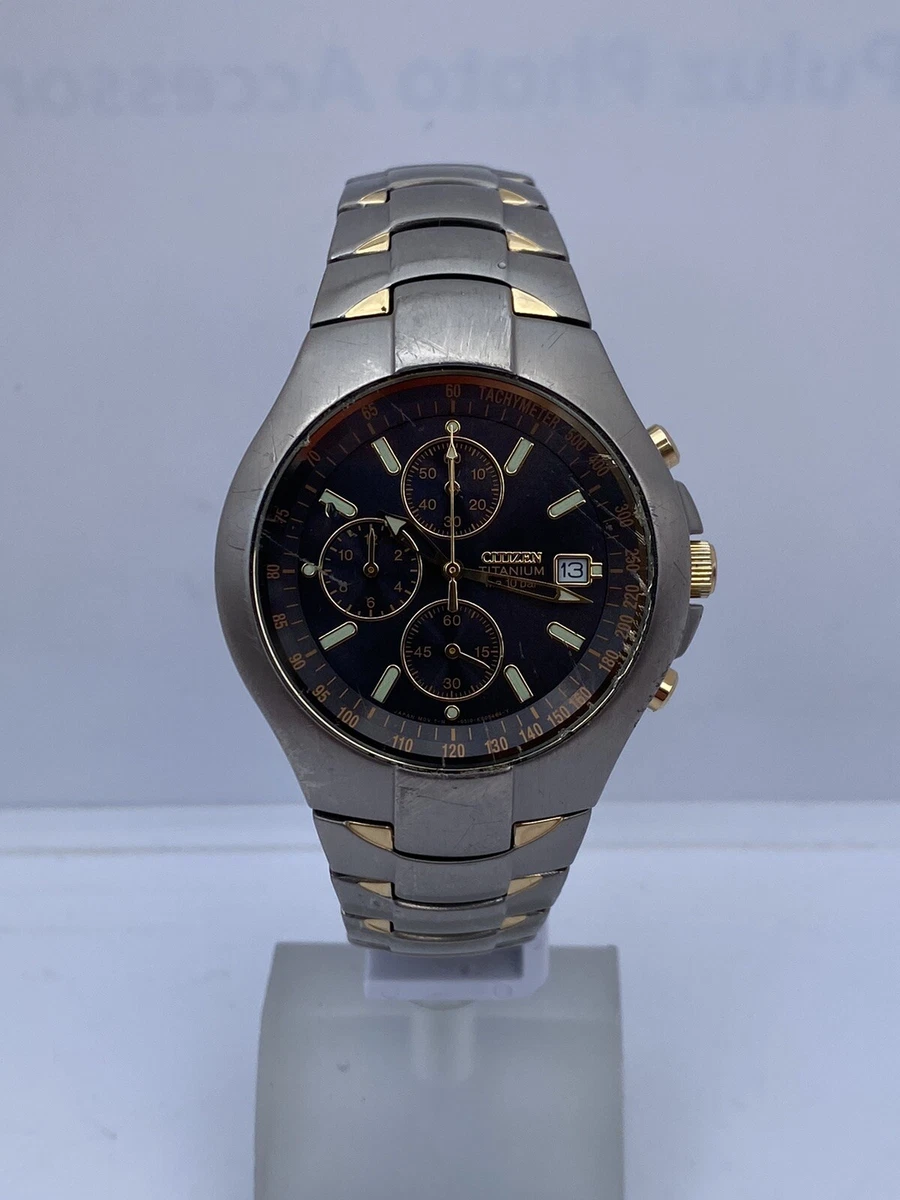 Citizen 0510-K003431 Titanium Chronograph Quartz Vintage Japan WR100 Date  Watch