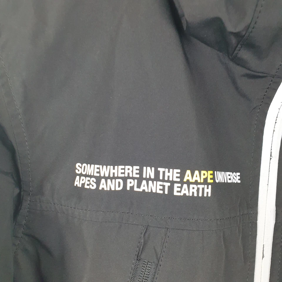 Aape A Bathing Ape Jacket Mens Small Black Camo Panel Reflective Hooded - Image 3 of 4