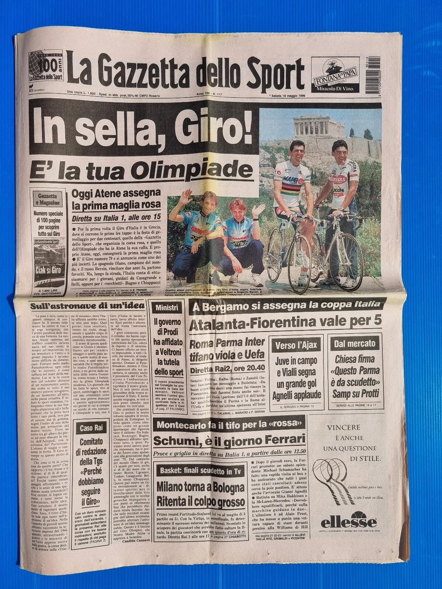 Gazzetta dello Sport 18 May 1996 Start Giro d'Italia Athens Juventus