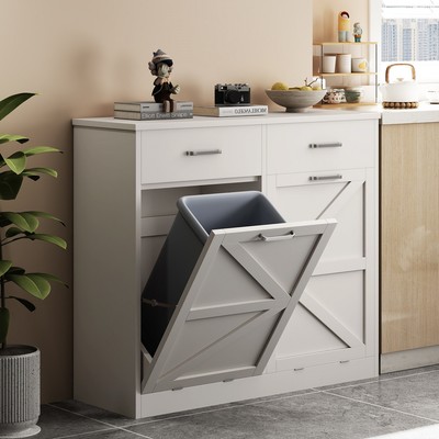 Kitchen Cabinet Tilt Out Trash Can Hidden Trash Bin Freestanding Garbage Cabinet