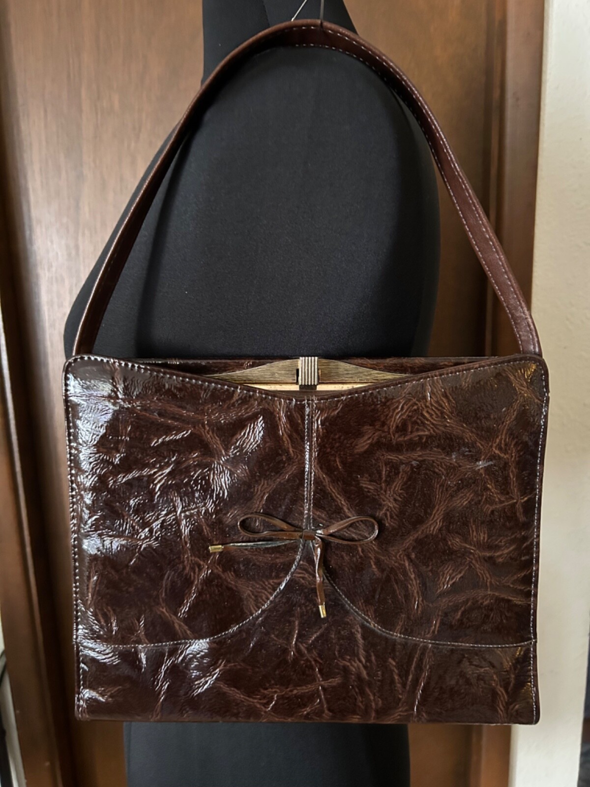 Vintage Naturalizer Purse Circa 1960's Brown Reptile Printed