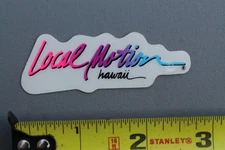 LOCAL MOTION Hawaii Surf Clear Neon Pink Blue 80's LM1A Vintage Surfing STICKER