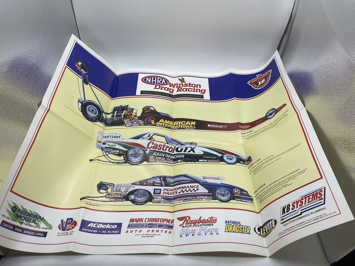 NHRA Winston Drag Racing 1995 Champions Car Poster Extremely Rare