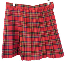 Vtg. 90s Womens SZ 13 Plaid Pleated Skirt Red/Black Holiday Academia USA Made