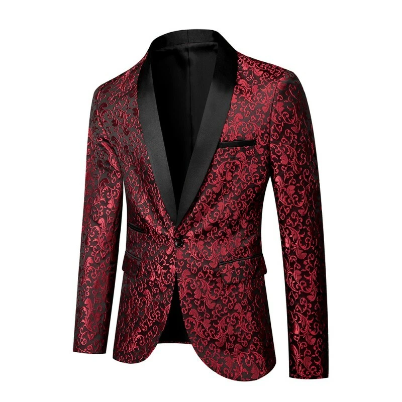 Traje de novio para hombre 2 PIEZAS Blazer Chaqueta Pantalones Un Botón Calce Ajustado Floral Boda L  Foto 3 de 4