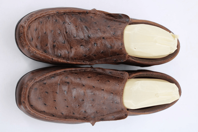 Roper Mens Brown Leather Ostrich Print Owen Slip-On Shoes  display picture 2